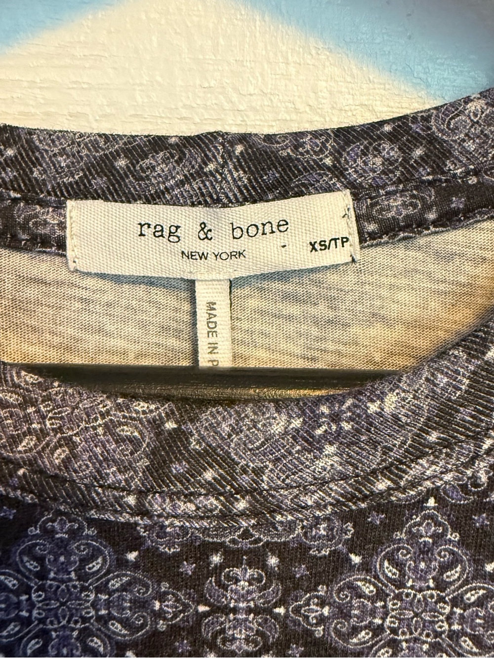 Rag & Bone Allover Angle Paisley Tee in Midnight - Picture 11 of 14
